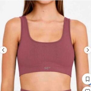 SET Active Women's Ribbed Crop Top - Mauve